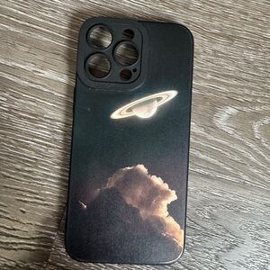 SHEIN Black and Gold Planet Design phone Case